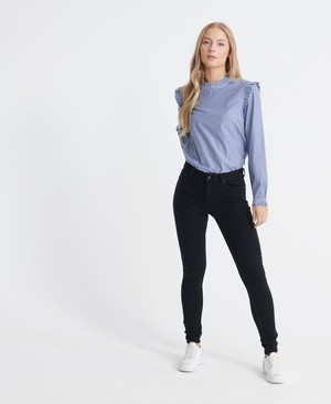 Superdry Mid Rise Skinny Női Farmer Fekete | LEUGD3614